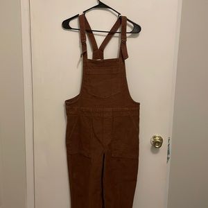 Aerie baggy fall autumn rust brown corduroy overalls small